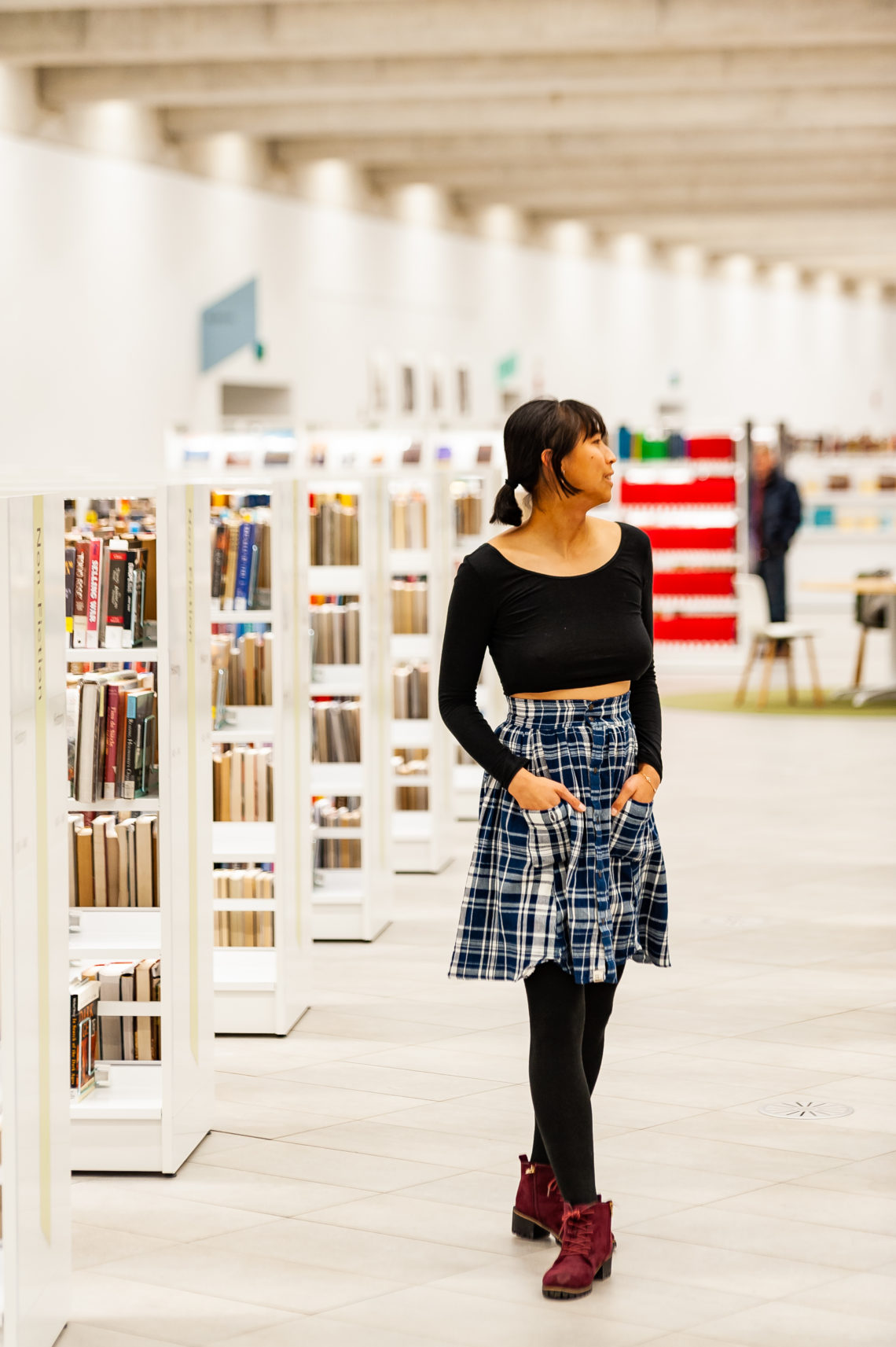 Refashion flannel shirt to skirt